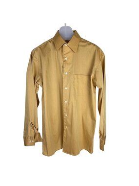 Kenneth Cole Reaction Men's Long-Sleeve Dress Shirt Golden Yellow Size M 15-32/3